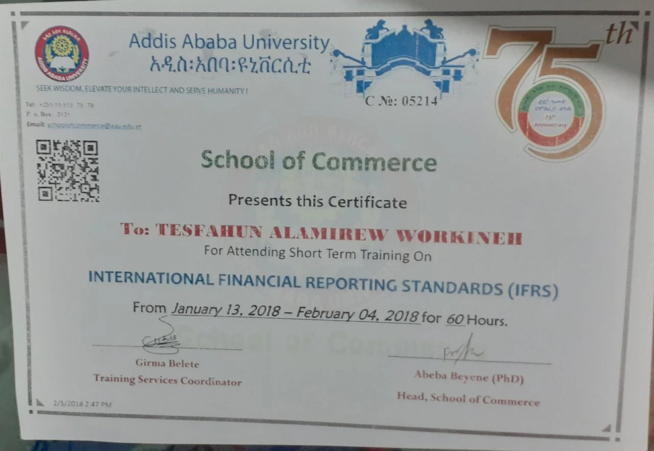AAU International Financial Reporting Standards Recognition